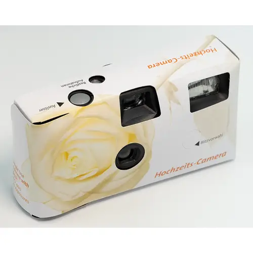 GBT Einwegkamera ROSEN im Hochzeitsd. 27 Aufnahmen, mit Blitz, ISO 400