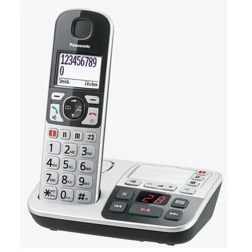 Panasonic KX-TGE520 silber-schwarz Komfort-Senioren-Telefon, schnurlos