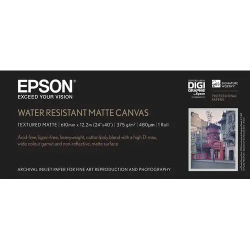 Epson Waterresistant Matte Canvas 24' x 12,2 m Rolle 375 g/m² (60,96 cm)"