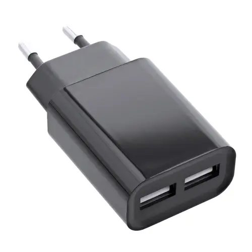 InLine USB Ladegerät DUO sw, Netzteil 2-fach, Stromadapter 100-240V zu 5V/2,1A