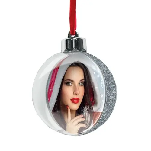 ZEP Weihnachtskugel Photo Snowflake silber für Foto ca. Ø 7,5 cm