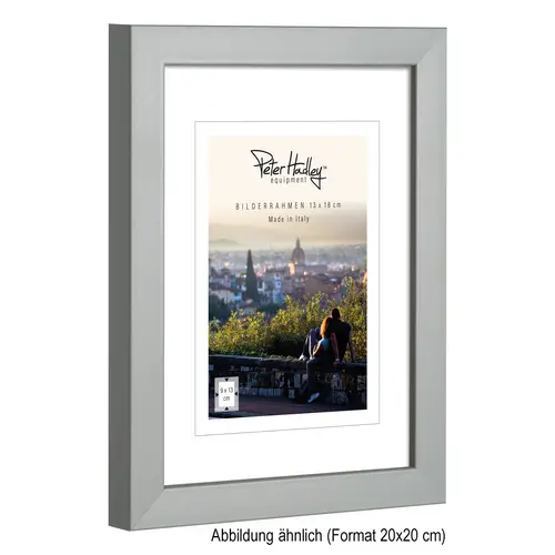 Peter Hadley Amalfi 20x20 cm, grau, mit Passepartout 13x13cm, Holzrahmen
