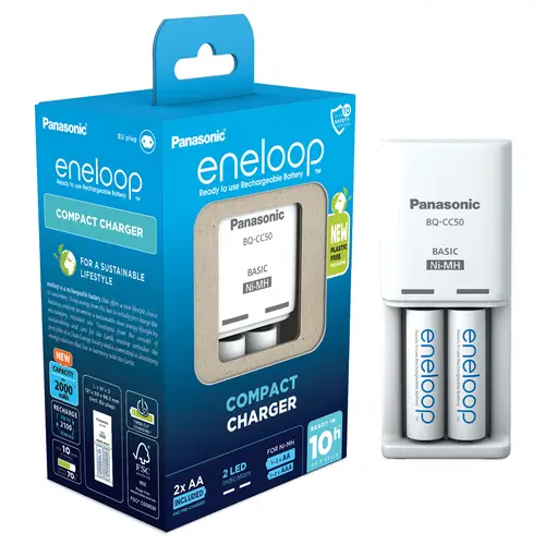 Panasonic eneloop BQCC50 inkl. 2xAA 2000 mAh, Compact Charger