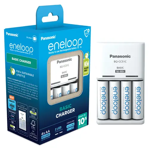 Panasonic eneloop BQCC51 inkl. 4xAA 2000 mAh, Basic Charger