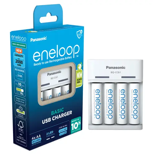 Panasonic eneloop BQCC61 inkl. 4xAA 2000 mAh, USB Charger