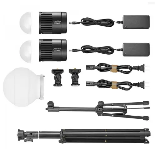 Godox LC30D-K2 Kit Litemons Tisch-LED Leuchte mit 2 x LC30D+Zubehör, Daylight