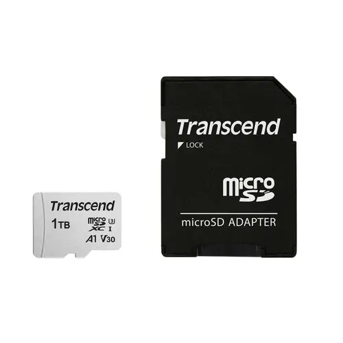 Transcend 1 TB microSDXC-Karte 300S-A UHS-I U3 A1 V30 95/45MB/s mit Adapter