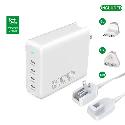 4smarts Ladegerät GaN Flex Pro 200 W 4 USB-C weiß