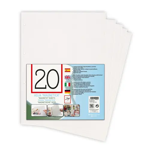 ZEP Bilbao A4 20 Blatt weiß, magnetische selbsthaftende Blätter für Ringalben