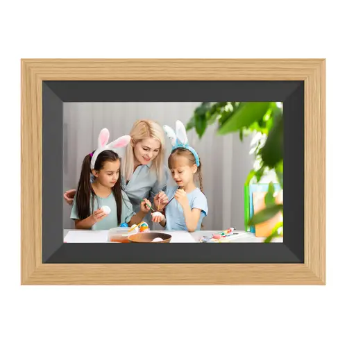 Braun DigiFrame 10B WiFi buche+schwarzes Passepartout, digitaler Bilderrahmen