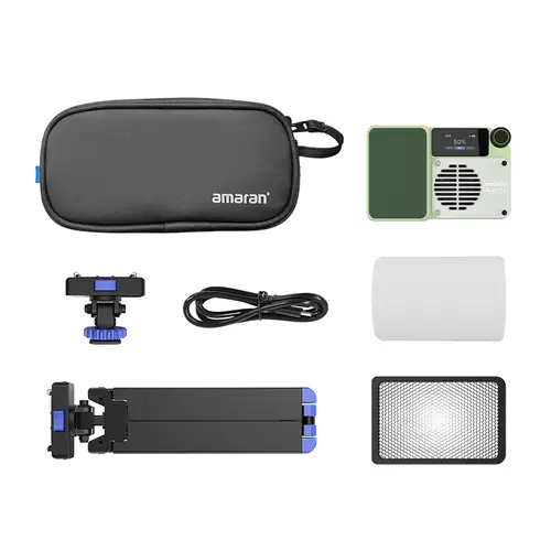Amaran Ace 25x Green Kit Bi-Color LED Kameraleuchte+Grid+Mini-Stativ+Tasche