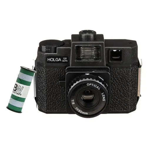 HOLGA 120GCFN Set black, inkl. B+W Film+ Batterie, Rollfilm-Kamera mit Blitz