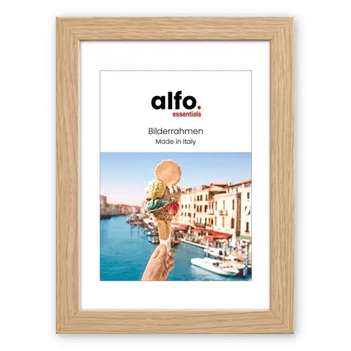 alfo. Andria 40x50 cm eiche,mit 30x40cm Ppt (kalt-weiß), MDF-Rahmen