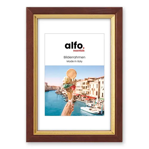 alfo. Messina 10x15 cm braun-gold Holzrahmen