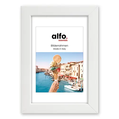 alfo. Amalfi 20x20 cm, weiß mit Passepartout 13x13 cm, Holzrahmen
