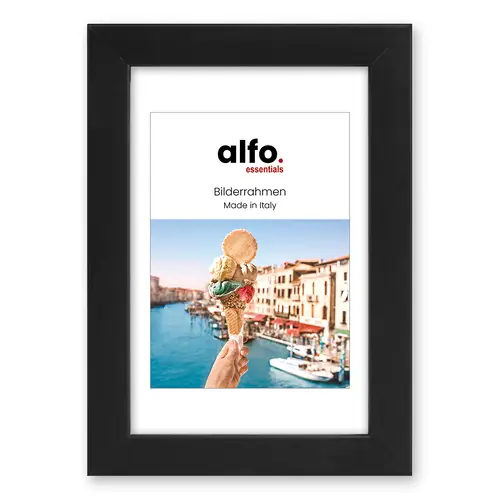 alfo. Amalfi 30x30 cm, schwarz mit Passepartout 15x15 cm, Holzrahmen