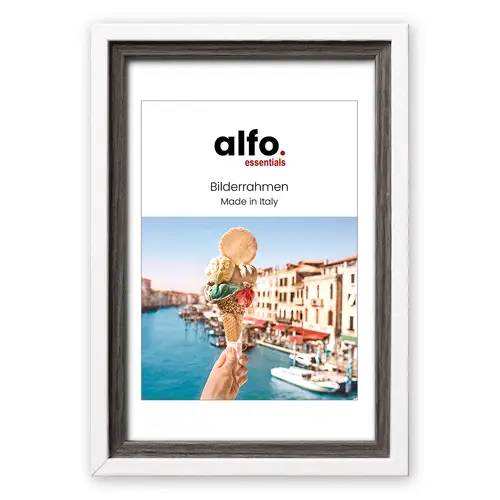 alfo. Neapel 15x20 cm weiß-anthrazit, Holzrahmen
