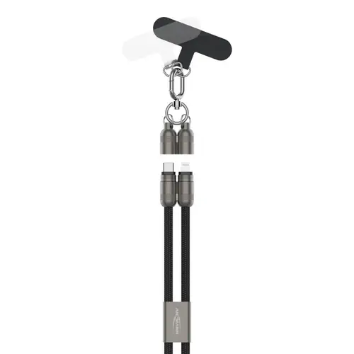 Ansmann USB-Lanyard schw. Typ-C zu Lightning Trageband mit int. Kabel 120cm