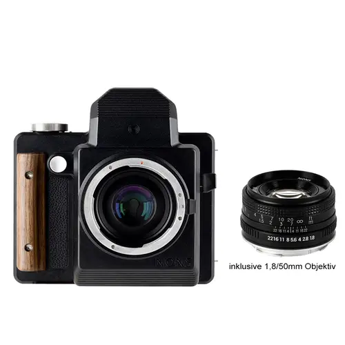 NONS SL660 + 1,8/50 mm Sofortbildkamera m. Objektiv (Instax Squarefilm/EF-Mount)