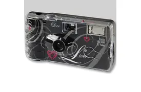 Einwegkamera Liebe schwarz mit Blitz ISO 400 für 27 Aufnahmen