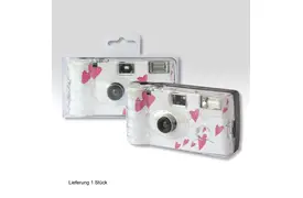 Nedwidek Einwegkamera FLIEGENDE HERZEN weiß Hochzeitsdesign, 27 Aufn. mit Blitz