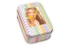 ZEP SMALL Metall-Fotobox für Instax Mini bunt gemustert, Maße: 6x10x3 cm