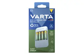 Varta Eco Charger Pro Recycled + 4x AA 2100 mAh, Ladegerät inkl. NiMh Akkus