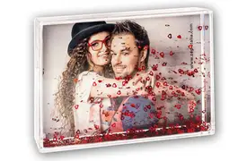 ZEP Shake Frame Heart 10x15 cm, 3D-Fotorahmen mit roten Riesel-Herzchen